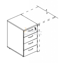 Мебель для персонала Тумба приставная 4-х ящичная с замком 9220 БП
