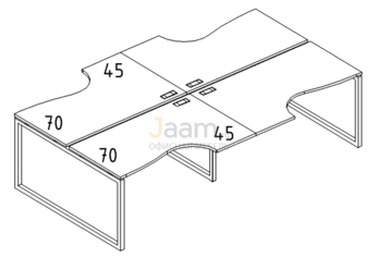 Мебель для персонала Рабочая станция со столами эргономичными "Классика" на металлокаркасе QUATTRO Б4 184-2 БП