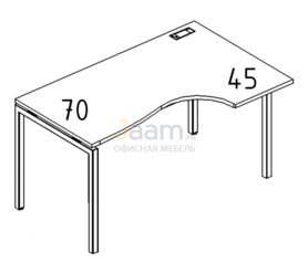 Мебель для персонала Стол эргономичный правый "Классика" на металлокаркасе DUE Б2 044 БП